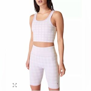 💦🧘‍♀️Sweaty Betty lavender purple gingham set tank top and shorts. Size XL.